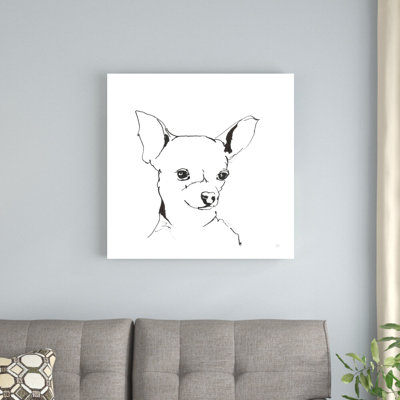 «Line Dog Chihuahua» par Chris Paschke, reproduction d'art sur toile tendue