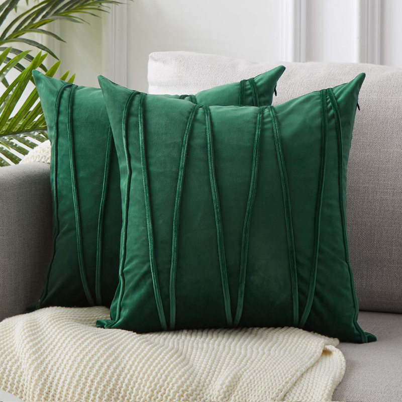Chevron Geometric Pillow Cover, Dark Green, 18" x 18"