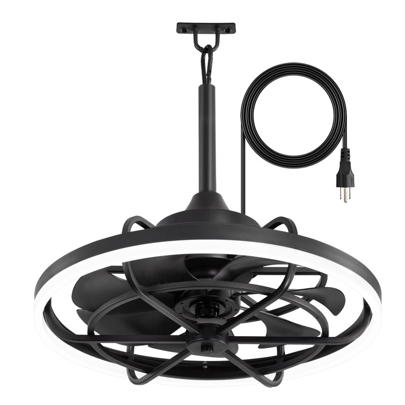 Cissline 20" Wet Plug-in Outdoor Ceiling Fans with Light and Remote, IP65 Waterproof ceiling fan for Patio, 20"