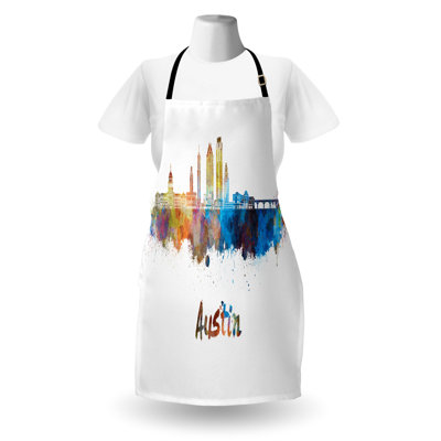 Ambesonne Austin Apron Unisex Typographic Paint Splatters Adult Size Multicolor