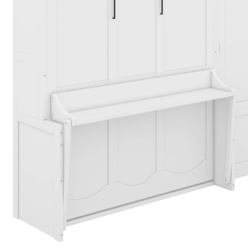 Grand lit escamotable mural avec placard, White
