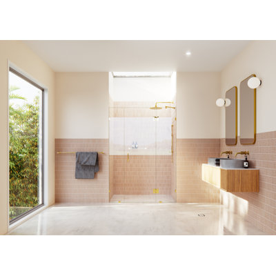 Stellar 57.25 in. x 78 in. Fully Frameless 3 Panel Inline Hinge Shower Door