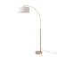 Float 75"H Chairside Arc Lamp, Drum White Linen Shade, Weathered Brass, Dimmable, Bulb Included