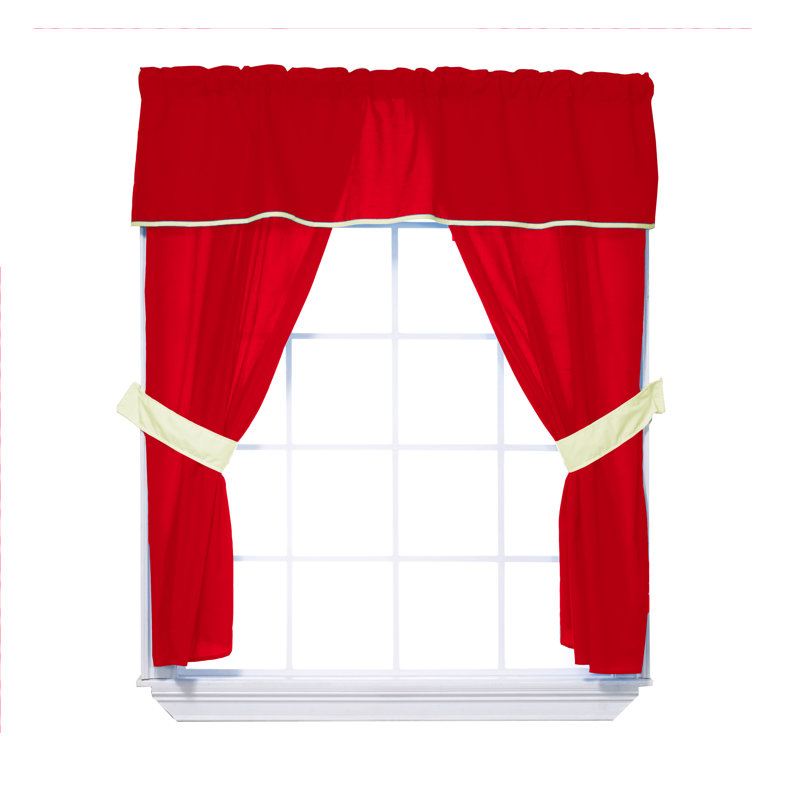 Semi Sheer Sliding Panel Pair, Red/Yellow