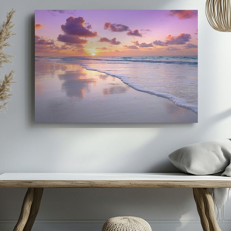 Reproduction d'art sur toile Serene Beach Sunrise Ocean Waves, 11 x 14 in