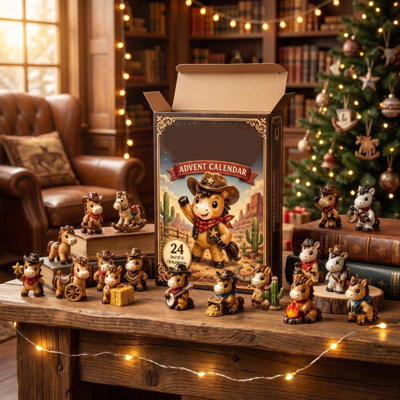 Calendrier de l'Avent en résine sur le thème de l'aménagement paysager, coffret cadeau de 24 figurines de ferme contenant 24 figurines en acrylique