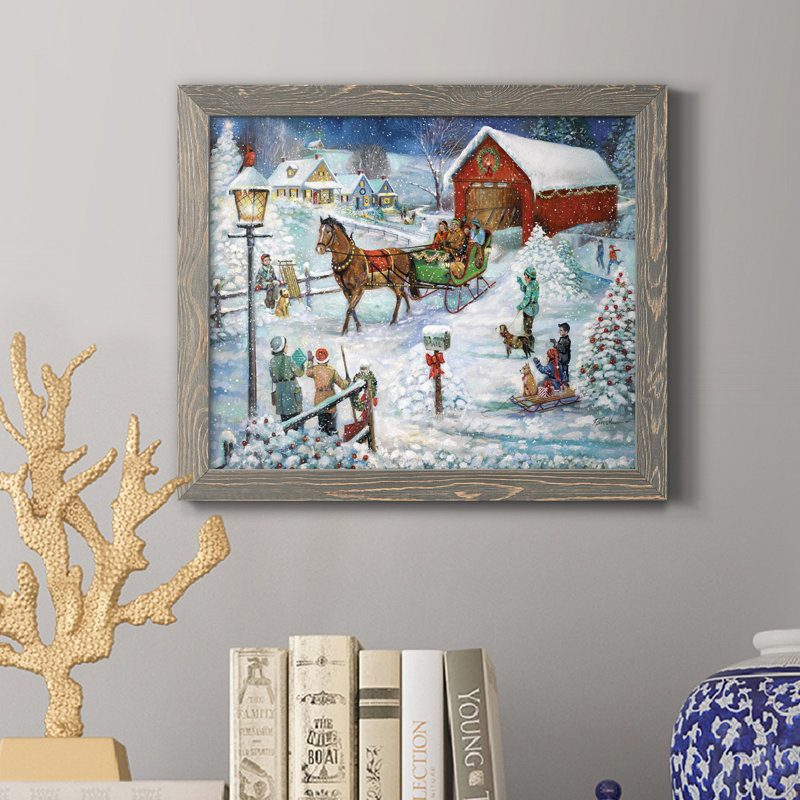 Sleigh Ride - Reproduction d'art sur toile encadrée, H 24 po x l 18 po x P 1,5 po, Gris