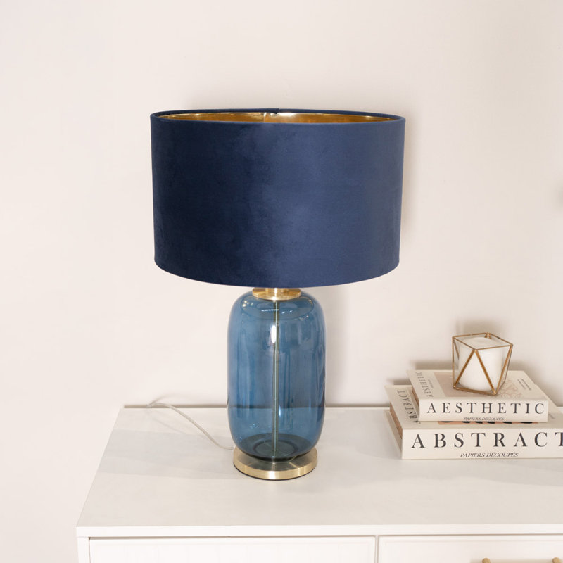 Adosinda Glass Table Lamp, Yes, Blue Base/Blue Shade