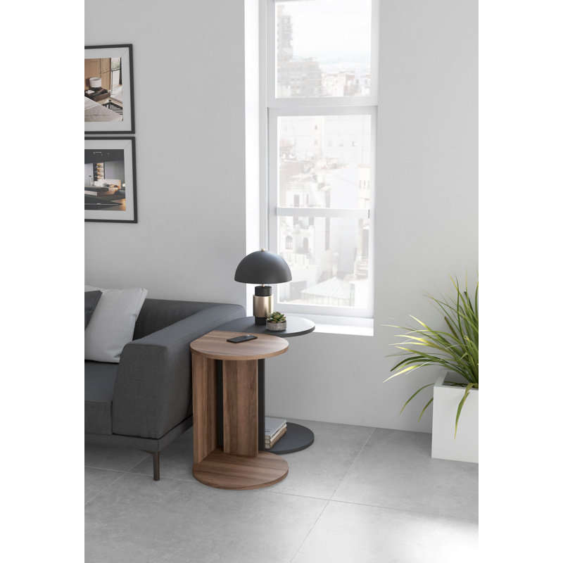 Alberdina Abstract End Table, Satin Black