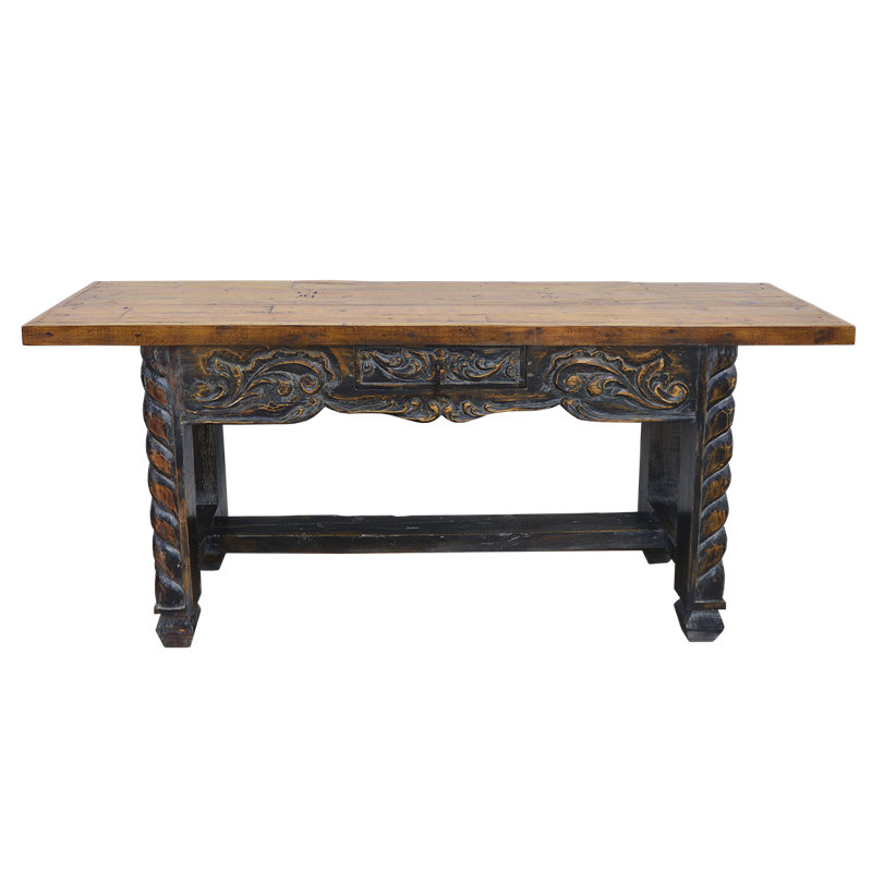 Carved Blackwash Solid Wood Console Table