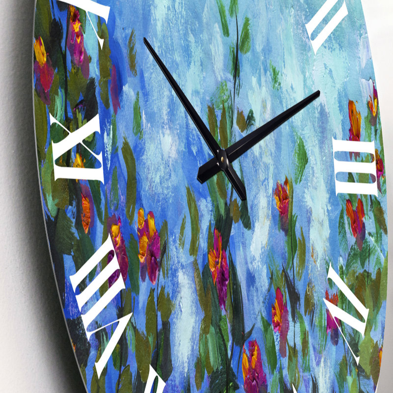 Fleurs de printemps violettes sur une branche verte - horloge murale de maison de campagne, Petit