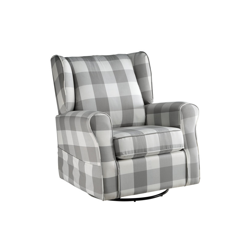 Fauteuil coulissant et pivotant en tissu gris et blanc Patli