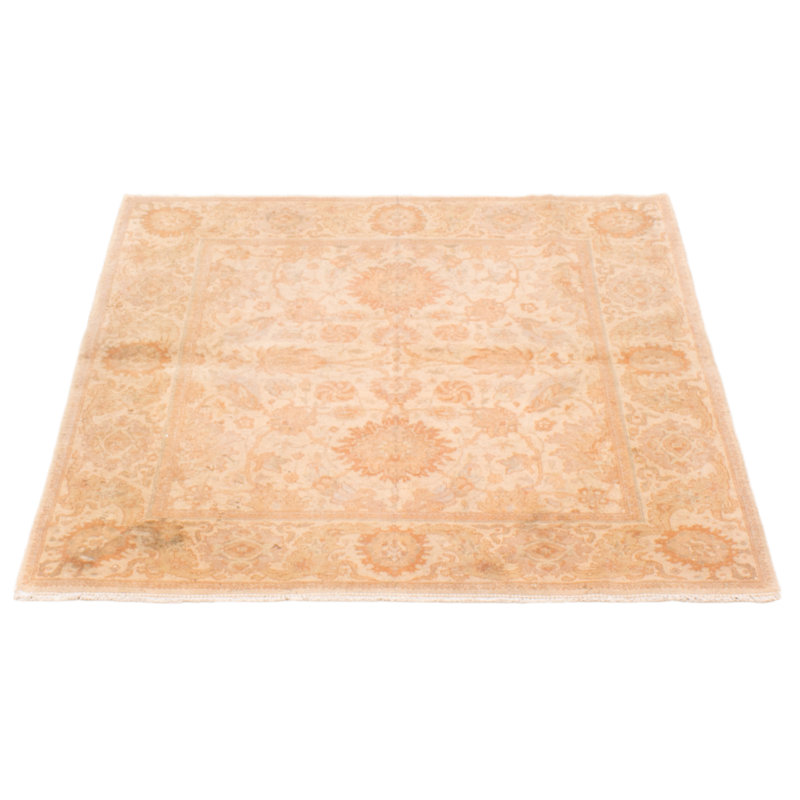Tapis ivoire unique en laine de style années 1990 4 pi 6 po Vulko