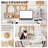 Sewing Table, Large Sewing Machine Table with Adjustable Platform and Storage Shelf - White
