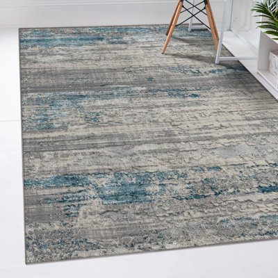 Tapis bleu abstrait Selda