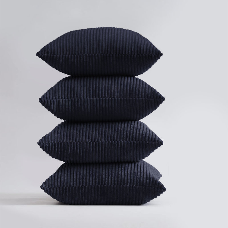 Striped Square Euro Cushion Cover, Navy