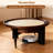 33.46" Solid Wood Round Coffee Table with Hidden Storage Drawers, Vintage French Style Center Table for Living Room