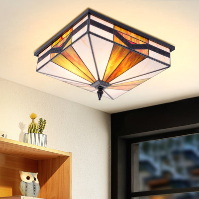 4-Light 15.7"Vintage Tiffany Ceiling Light