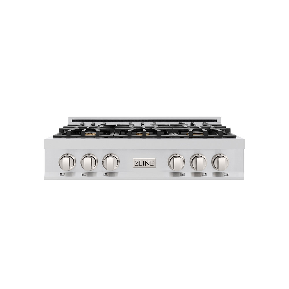 ZLINE 36 in. Legacy Rangetop w/ 6 Brass Burners and Porcelain Cooktop w/ Griddle ZLINE
