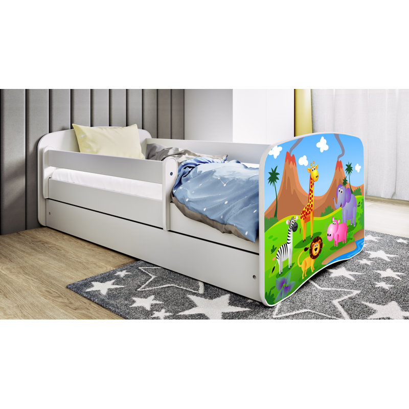 Cicero Drawer Convertible Bed and Mattress, White, European Toddler (80 x 160 cm)