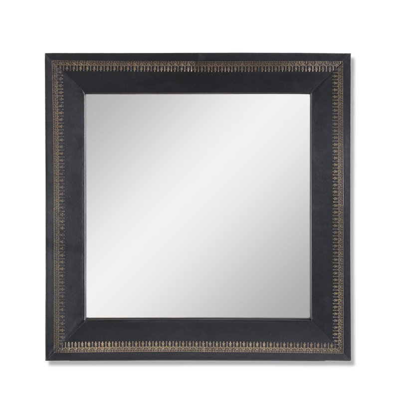 Wall Black Mirror With Golden Embossing