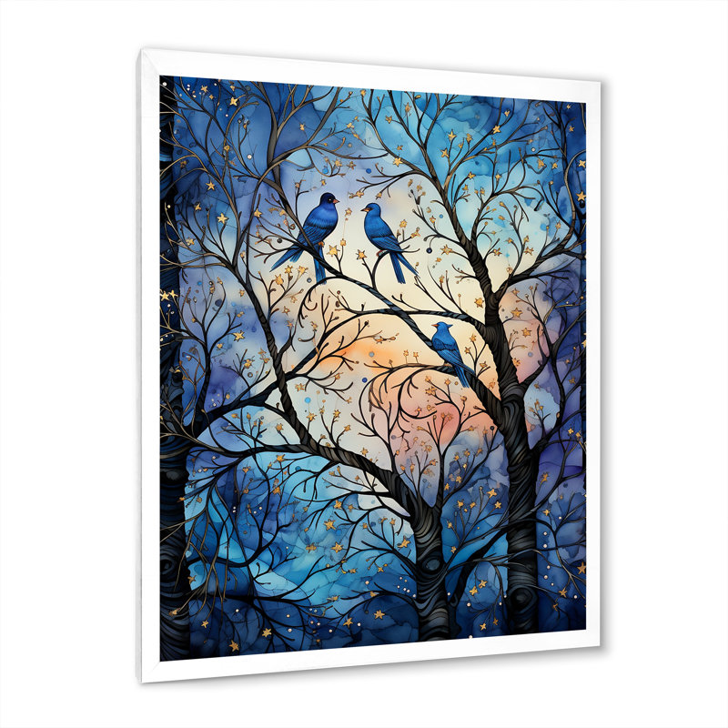 " Tree Moonlit Silhouette II ", 44" H x 34" W x 1.5" D, White Picture Frame