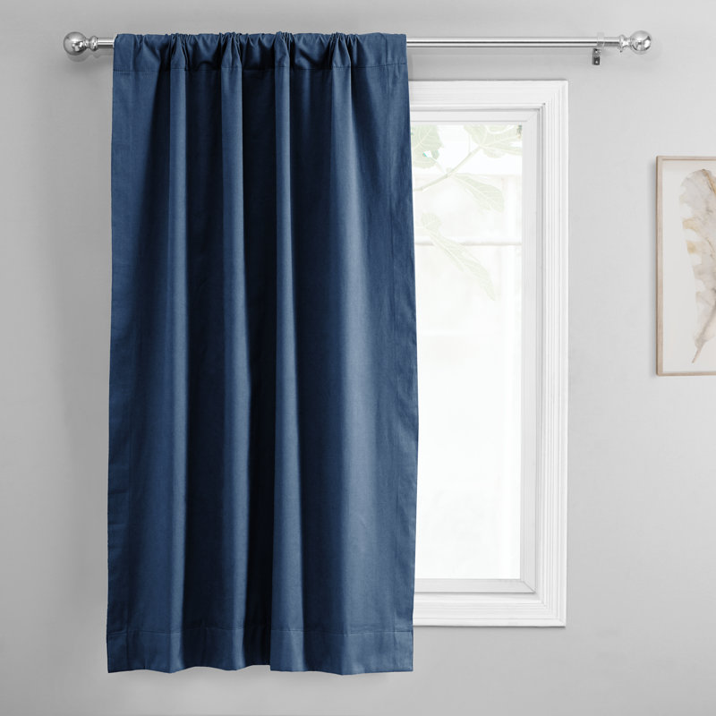 Rideau de fenêtre uni en coton uni, Bleu foncé