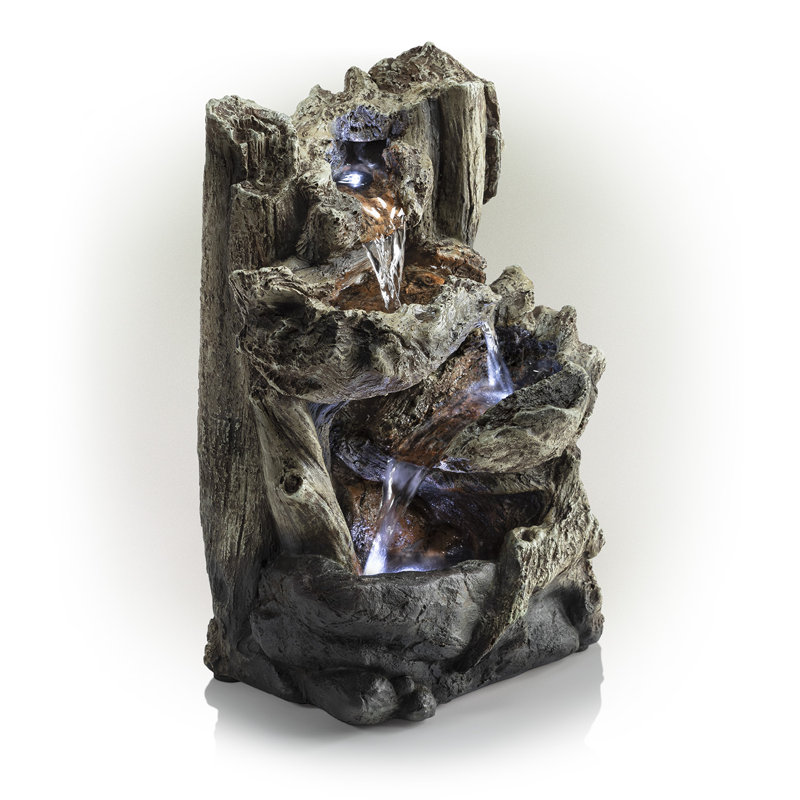 Fontaine cascade sur une branche d'arbre avec lumière DEL Ralon, H 14 po x l 7 po x P 10 po