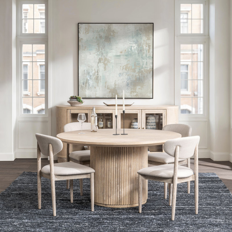 Tiber Upholstered Dining Chair, Cream Washed