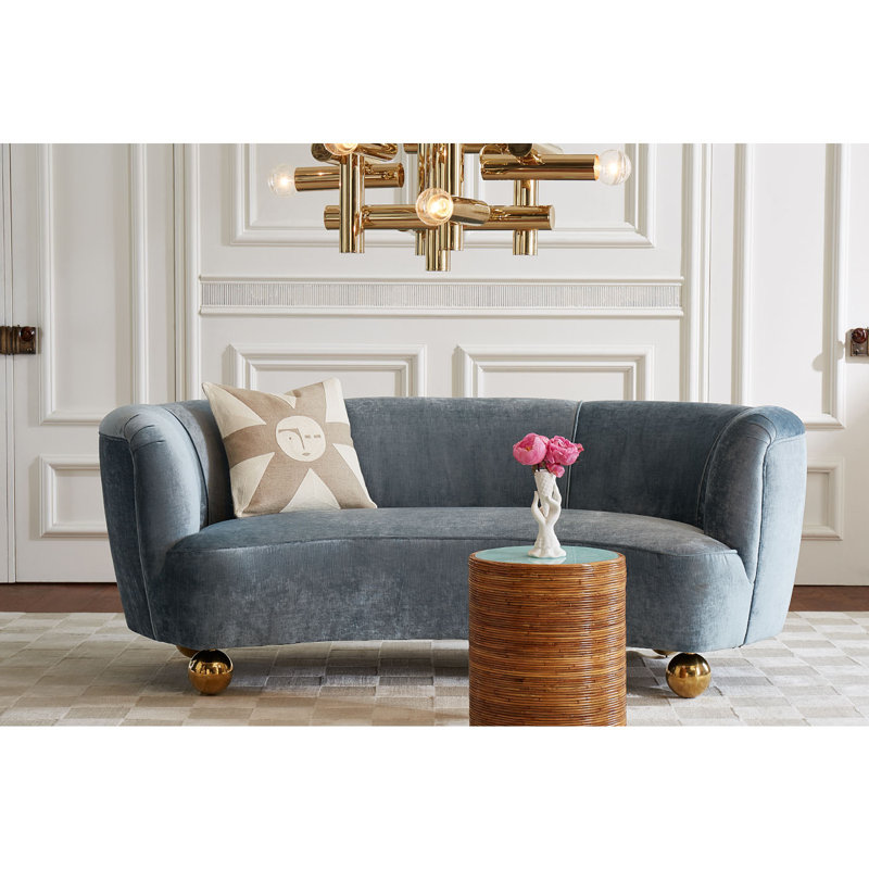 Parker Curved Sofa - Ball feet, Brussels Powder Blue Velvet