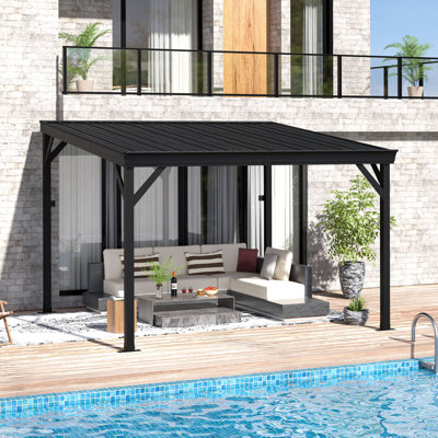 10'W x 8'D Manual Slope Patio Awning in Black