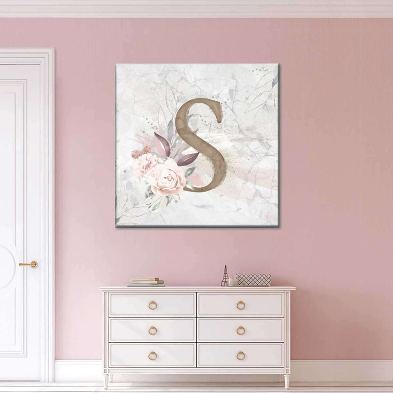 Floral lettre S, H 10 po x l 10 po x P 1,25 po