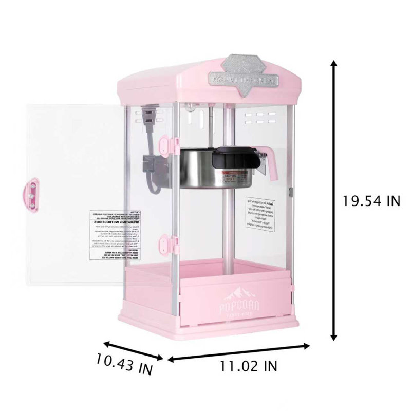 Machine à maïs soufflé commercial de 8 onces avec plateau chauffant, popper de comptoir portable pour cinéma maison, fêtes et événements, rose