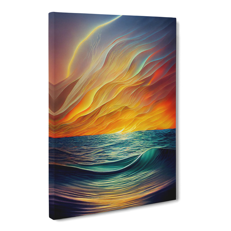 Seascape Flame Art - Wrapped Canvas, 76cm H x 50cm W x 3cm D