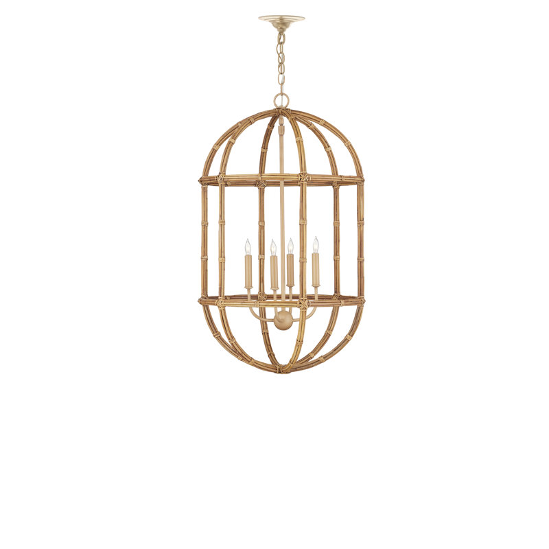 Charrette 4 - Light Rattan/Wrought Iron Chandelier