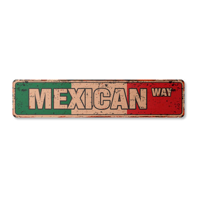Plaque de rue mexicaine en aluminium 4 po x 18 po