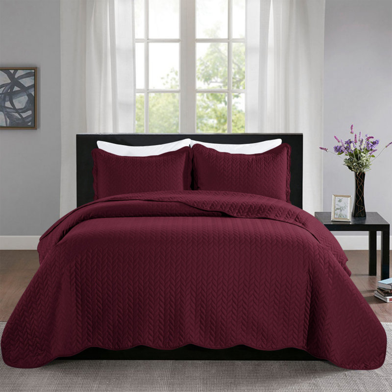 Ensemble de couvre-lit en microfibre , Bourgogne, Grand lit