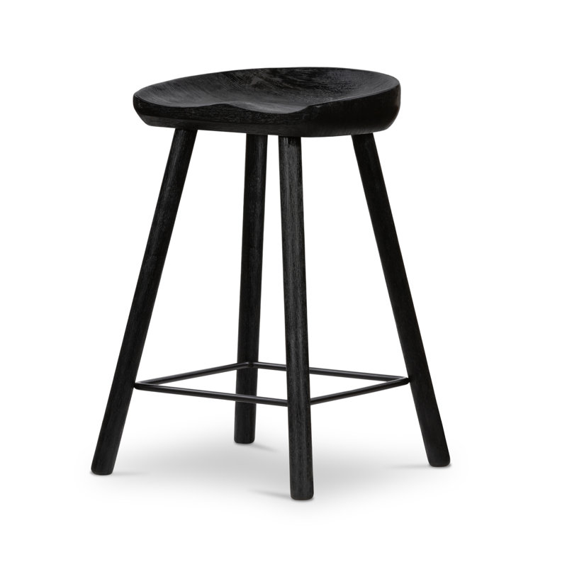 Barrett Solid Wood Bar & Counter Stool, Matte Black, Counter Stool (26.75” Seat Height)