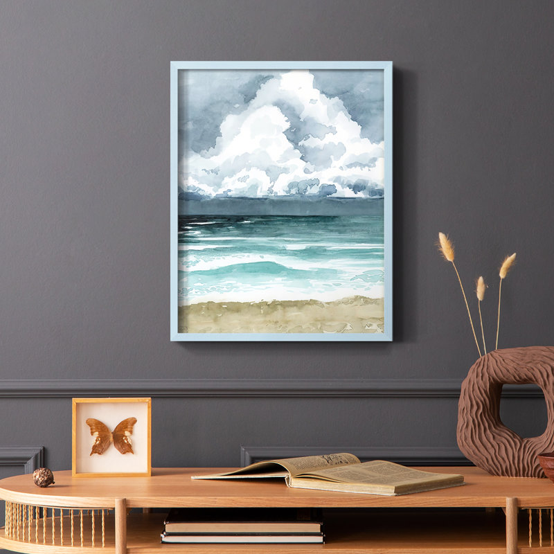 South Beach Storm I, reproduction encadrée - bois massif, Bleu, H 10 po x l 8 po