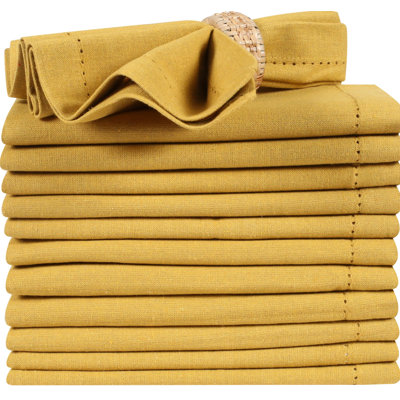  Cotton Hemstitched Dinner Napkins 18 x 18 Inch, Set of 12