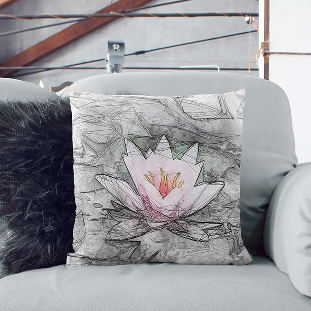 A Pale Water Lily in Abstract Cushion with Filling