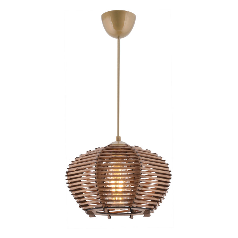 Elegant Wooden Chandelier, Brown Finish, 21.7 x 21.7 x 5.9 inches | Adjustable Cable, CE Certified, E27 Socket (Max 40W) | Stylish Replica Bamboo Cap, Perfect for Dining Room & Living Spaces
