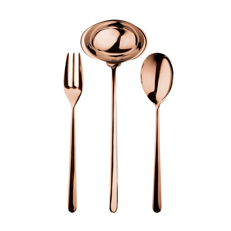 Ensemble de service 3 pièces (cuillère fourchette et louche) Linea noir Oro Nero, Bronze