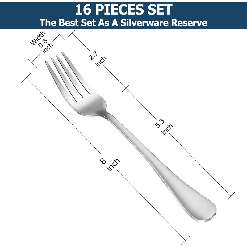  Set Of 16 Top Food Grade Stainless Steel Silverware Forks,dinner Forks,table Forks,flatware Forks,8 Inches,mirror Finish & Dishwasher Safe,use For Home,kitchen Or Restaurant