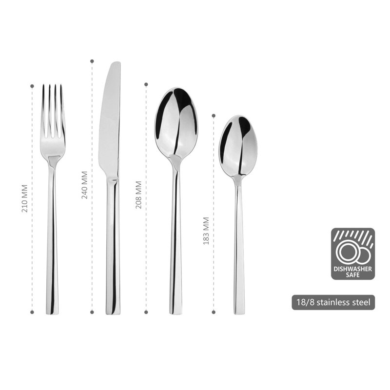 Cutlery Sets Stainless Steel 18/8 Catering Flat 16pc Set