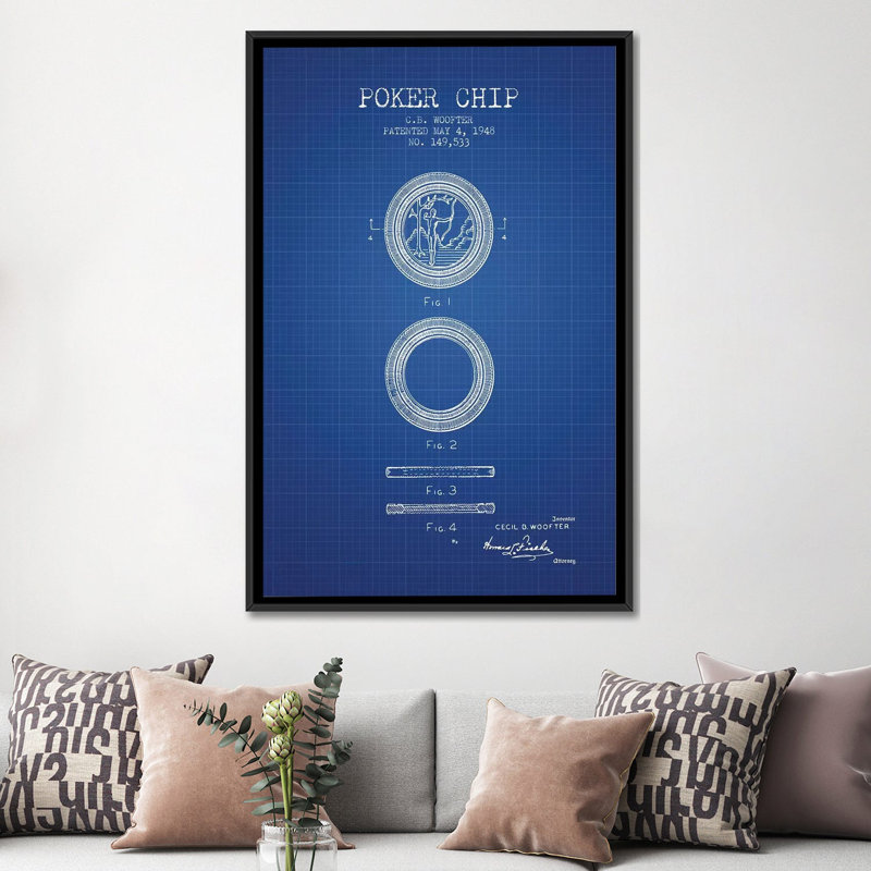 « c.b. woofter poker chip », impression sur toile, impression sur toile grid, H 26 po x l 18 po x P 1,5 po, Pas de tapis