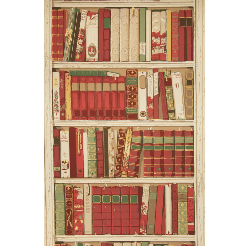 Bibliotheque 30' L x 29" W Wallpaper Roll, Red