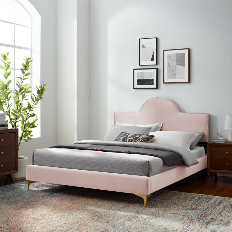 Lit en velours Sunny Performance, Double, Rose