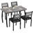 Dining Table Set for 4, 5-Piece Metal Frame Kitchen Set with Chamfer Design – Space-Saving Dining Room Furniture for Small Spaces, Apartment, Studio, Breakfast-1011075873-1011075875