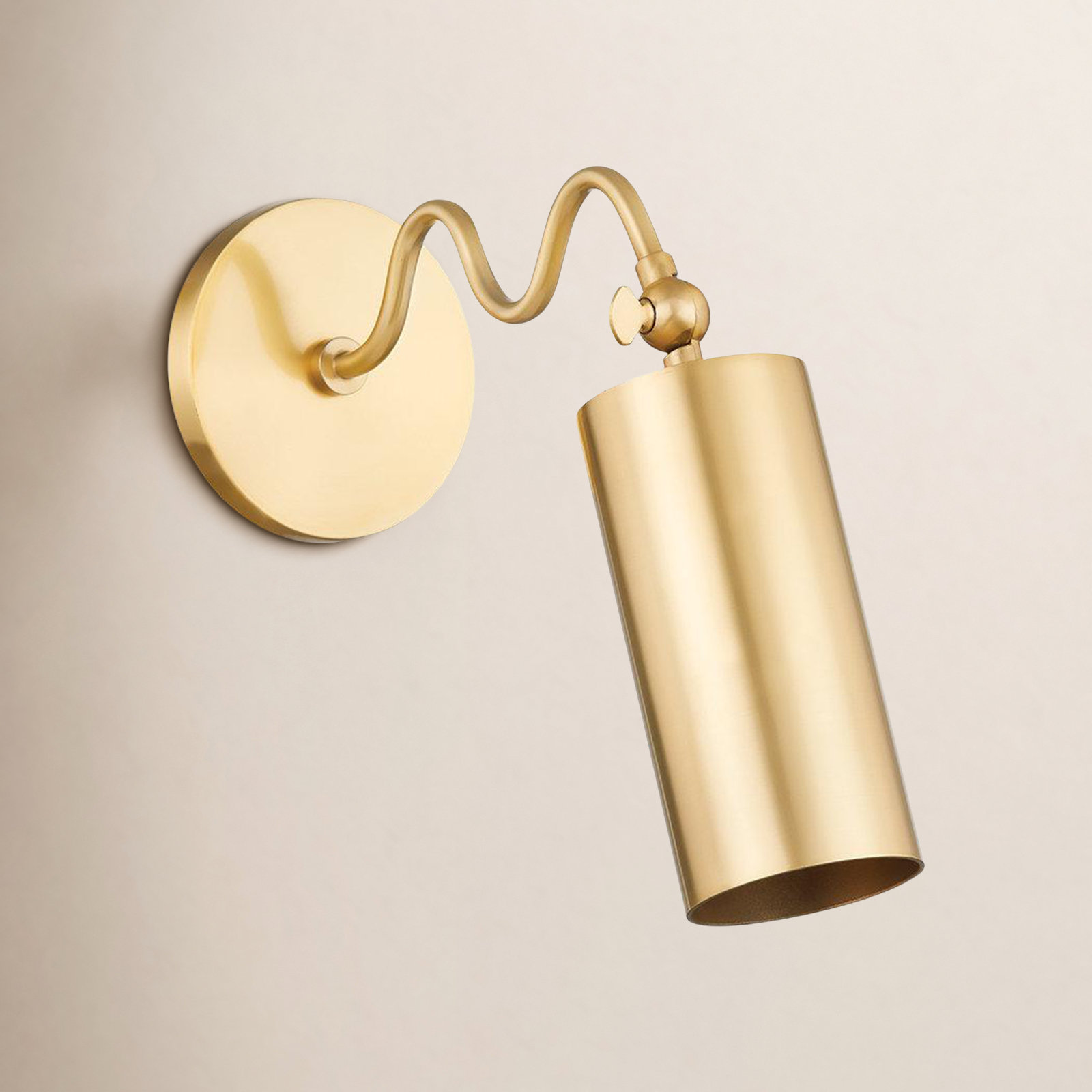 Single Light Spotlight Sconce, Aged Brass